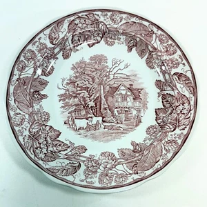 Vintage SPODE dinner Plate 10.5" Victorian RURAL SCENES cranberry Collection - Picture 1 of 2