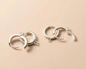 Pendientes de aro Huggie de plata de ley 925 hágalo usted mismo hallazgos conectores A1136 - Imagen 1 de 15