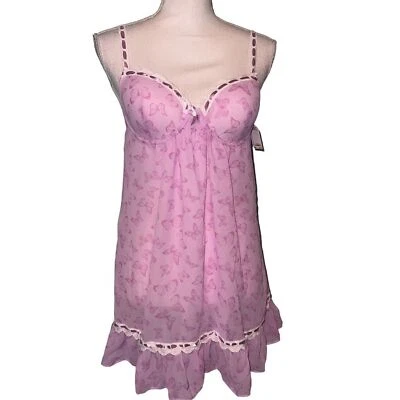 Nuevo Camisón Jessica Simpson Bebé Muñeca Púrpura Mariposa 36B Mediano Sexy Coqueto Foto 1 de 4