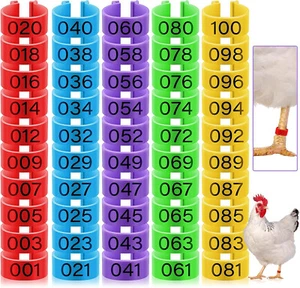 100pc 1-100 Chicken Poultry Foot Ring Hen Leg Clip Band ID Tags Duck Bird Parrot - Picture 1 of 12