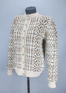Jamieson's of Shetland Womens Knit Cardigan Multi Snowflakes Size 36/38 Scotland - Picture 1 of 21