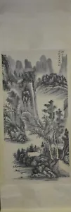 Vintage Chinese Watercolor LANDSCAPE Wall Hanging Scroll Painting - Wu Hufan - Picture 1 of 4