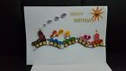Handmade Paper Quilling Greeting Cards Happy Birthday, Train,Child BD,party,Boy