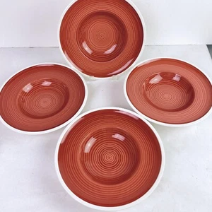 Villeroy & Boch Pasta Plates Bowls Manufacture Rouge Red Swirl 10" Set 4 Germany - Picture 1 of 5