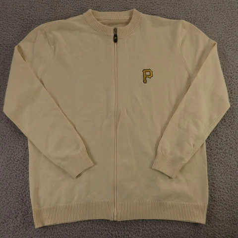 Pittsburgh Pirates Sweater Mens Extra Large Off White MLB Baseball PNC Full Zip Cover