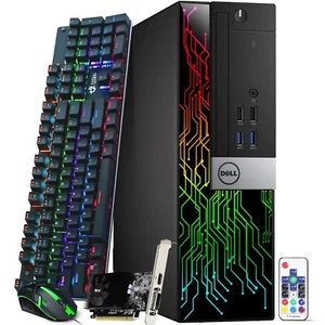 Dell Gaming Desktop PC i5 16GB 128GB SSD 2TB HDD Wi-Fi NVIDIA GT 1030 Windows 11 - Picture 1 of 11