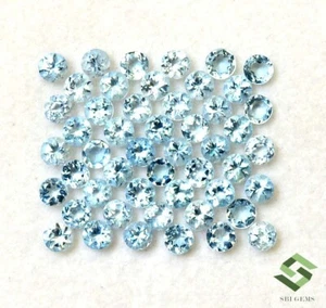 3 mm Natural Aquamarine Round Cut Lot 23 Pcs 2.41 CTS Calibrated Loose Gemstones - Picture 1 of 5