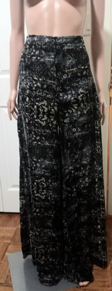 PANTALONES DE PIERNA ANCHA HAUTE HIPPIE PSYCHO NEGRO/BLANCO TERCIOPELO BURNOUT MUJER TALLA PEQUEÑA Foto 1 de 4