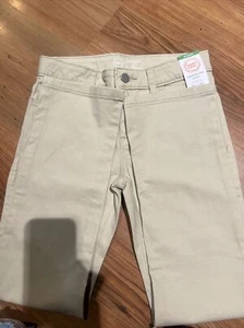 Size 10 Wonder Nation Girls Khaki Jeans Pants Straight Adjustable Waist Stretch - Picture 1 of 4