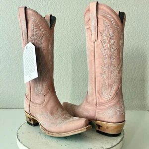 Lane LEXINGTON Womens Cowboy Boots 6 Pink Leather Western Cowgirl Mid Calf Tall - Picture 1 of 11