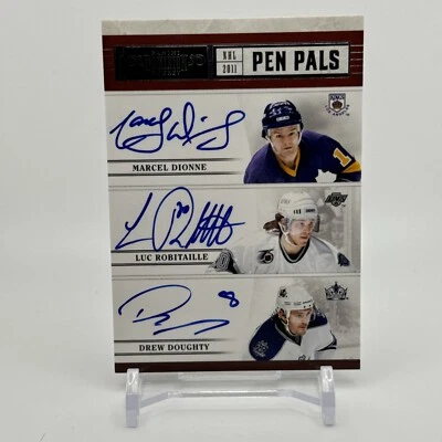 2011 Dominion Pen Pals #25/25 Marcel Dionne Luc Robitaille Drew Doughty Auto - Image 1 of 2