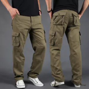 Herren 100 % Baumwolle Cargo Kampfhose Utility Arbeitshose mehrere Taschen Unterteil - Bild 1 von 18