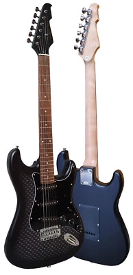 AUSSVERKAUF - SCHNÄPPCHEN - E-GITARRE DESIGN SCHWARZ - PICKUP SCHWARZ - TREMOLO - Bild 1 von 4