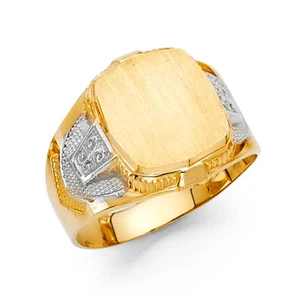 Mens 14k Yellow White Real Gold Vintage Fancy Fashion Wedding Ring Band Size 10 - Picture 1 of 1