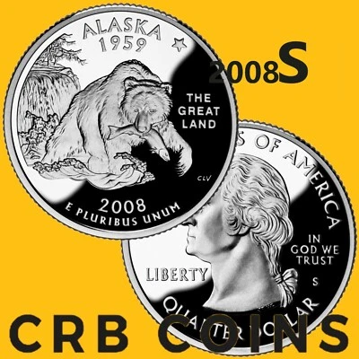 2008-S Proof Alaska State Quarter - (UNC) Clad KM#424 - SQ49SC - Image 1 of 4