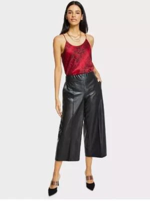 MSRP $89 Bar III Faux-Leather Cropped Pants Black Size Medium - Image 1 of 3