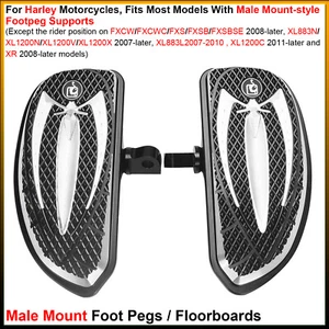 Floorboards/Foot pegs For Harley Motorcycles W/Male Mount-Style Footpeg Supports - Picture 1 of 8