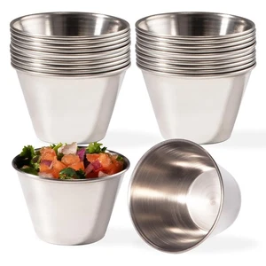 Fit Meal Prep [24 Pack 4 oz Stainless Steel Dipping Sauce Cups, Reusable Meta... - Picture 1 of 7