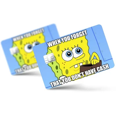 AMERICANSTICKERDEPOT 2 Pack Funny SpongeBob Credit Debit Card Sticker Vinyl Decal Skin Cartoon Cool