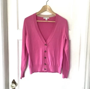 Geranium Pink Cotton V-neck Cardigan Banana Republic Size M Colorful Hot Pink - Picture 1 of 12