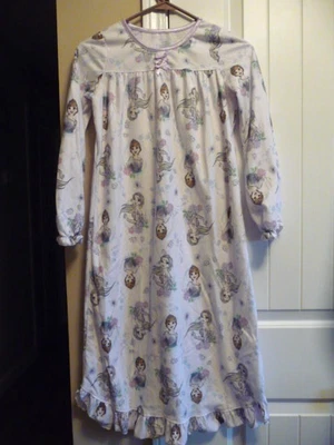 Disney Frozen Princess Flannel Granny Nightgown w/Elsa & Anna, Size 10 - Image 1 of 2