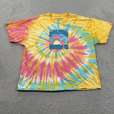 Camisa Pink Dolphin Para Hombres 2XL Tie Dye Amarillo Azul Rosa Gráfico Delfines Camiseta Rara Foto 1 de 4