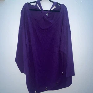 VENUS Womens Sweater Purple 3X Open Chest Cut Out Chest Off Shoulder - Picture 1 of 6