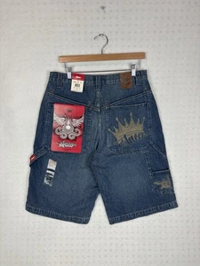 Pantalones Cortos de Jean Vintage Jnco Crown Bordados Talla 33 Sueltos Y2K 00s Nuevos con Etiquetas - Imagen 1 de 11