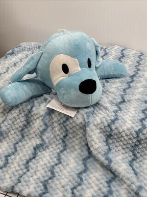 Heavenly Sent Minky Soft Blue Puppy Dog Baby Security Blanket Plush Lovey 30x30 - Image 1 of 4