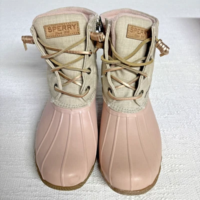Sperry duck boots in blush and beige Size 7.5 Cute Laces Winter Snow Excellent - Image 1 of 4
