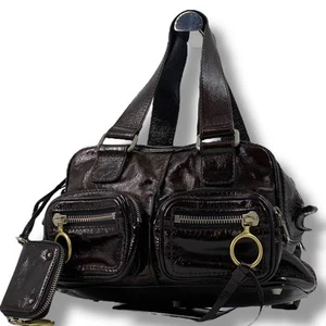 Bolso de Mano Chloe Betty Mini Bolso Boston Cuero Marrón Oscuro De Colección Envío Usado 6313 - Imagen 1 de 14