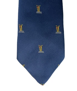 Vintage cricket tie Bowled Out by Ernex of London stumps ball 1960s 1970s sport - Picture 1 of 2