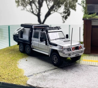 AU AB 1:64 Silver Land Cruiser J70 LC79 Pickup Truck 6x6 Model Diecast Metal Car - image 1 of 4