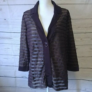 NWT Slinky Brand Animal Print Jacket Size XL Brown & Gold Ruffled Bracelet Slv - Picture 1 of 5