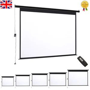 Electric Motorised / Manual Pull-Down Projector Screen Home Cinema 72-120 inch - Picture 1 of 90