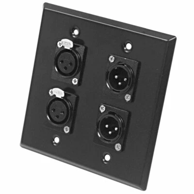 Seismic Audio Stainless Steel Wall Plate 2 Gang XLR 2 Male 2 Female Connectors - Image 1 of 2