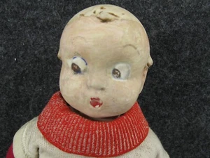 Antique Early 1900s Stone Bisque Side Glance Doll with Leather Body 11" Tall - Picture 1 of 15