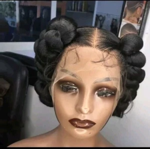 Handmade Short Cute Bantu Synthetic BraidedTransparent Lace Wigs For Black Wome - Picture 1 of 12