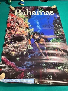 Póster de turismo de viajes vintage de las Bahamas ~ ¡Buceo FANTÁSTICO! - Imagen 1 de 3