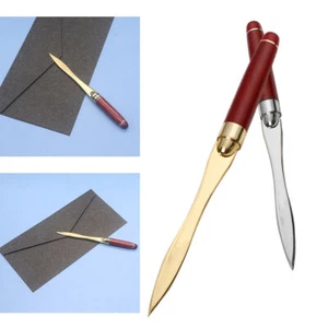 Wood Handle Letter Opener Stainless Steel Opener paper Knife Split File - Picture 1 of 12