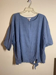 Time & True Chambray Denim Shirt Casual Top Retro Y2K Blue Women's Size XXL (20) - Picture 1 of 5