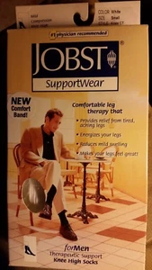 Jobst 110331 Small For Men 8-15 mmHg Knee High Compression Socks White Ribbed - Picture 1 of 1