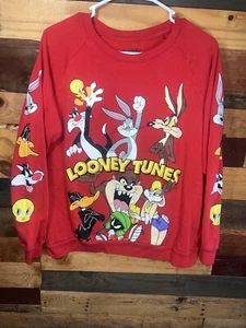 Retro Boys Looney Tunes Characters Themed Red colored Sweatshirt Size XL - Picture 1 of 7