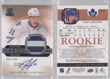 2011-12 Upper Deck The Cup /249 Jake Gardiner #119 RPA Rookie Patch Auto RC