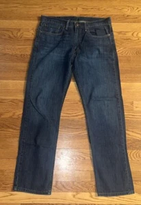 Levi's 514 Jeans Dark Wash Mens Size 34 x 32 Straight Leg Zip Fly - Picture 1 of 13