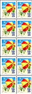 US #2443a MNH 1990 Beach Umbrella Seagull Mini-Scapes [Folded Booklet Pane] - Picture 1 of 1