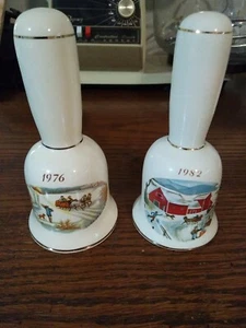 Lot of 2 Annual Bells Ceramic Clapper Vintage Collectible Bank 1976 & 1982 - Picture 1 of 5