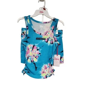 Justice Girls Tie Dye Multicolor Blue Shorts Set Size 10M NEW WITH TAGS - Picture 1 of 9