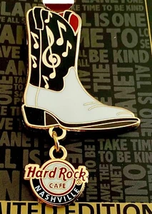 2025 HARD ROCK CAFE NASHVILLE COUNTRY & WESTERN MUSIC COWBOY BOOT DANGLE LE PIN - Picture 1 of 4