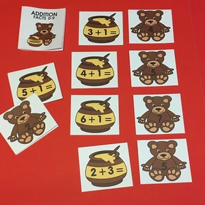 HONEY BEAR - Addition Facts 0-9 Matching Game 48 Cards - Picture 1 of 7